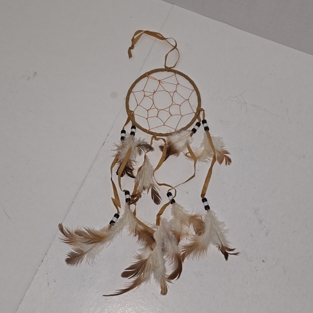 Native American Dream Catcher Ornament Ribbon, Beads, Feathers